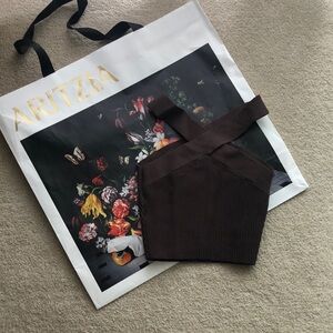 Babaton - Sculpt Knit Criss Cross Cropped Tank - XXS - Brown